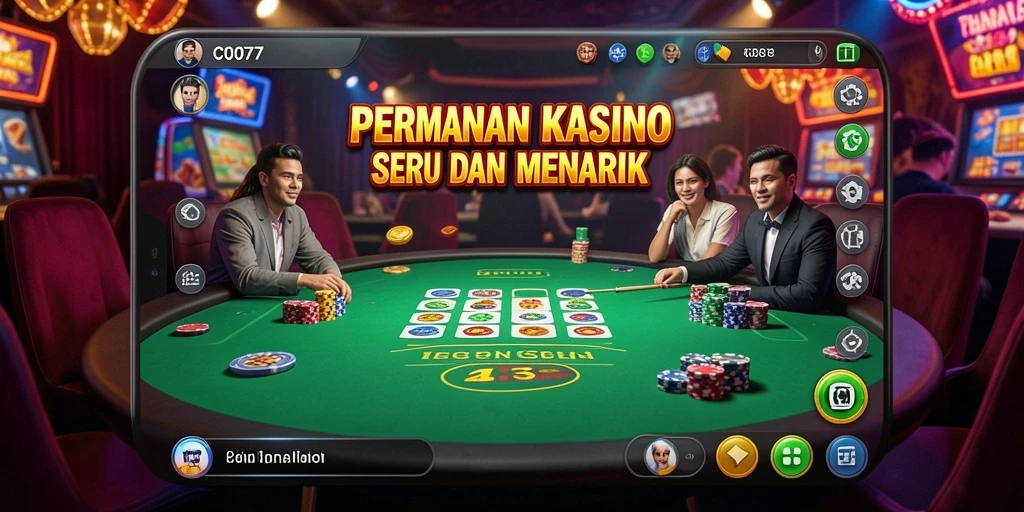 Tampilan menarik dari gameplay Kasino C0077 yang menghibur.