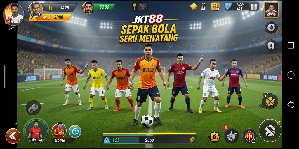 Tangkapan layar utama JKT88 menampilkan momen seru dalam permainan sepak bola.